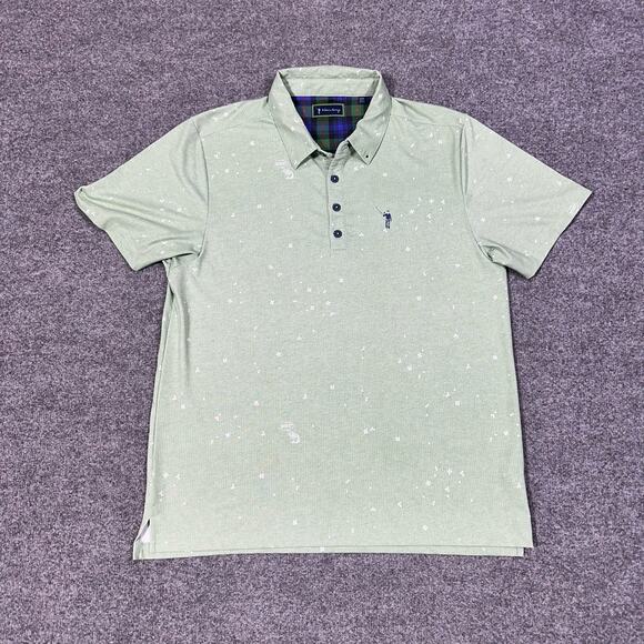 William Murray Green Four Leaf Clover Print Short Sleeve Golf Polo Shirt Size L - Picture 1 of 7